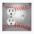 thumbnail image 1 of Metal Light Switch Plate Outlet Cover (Baseball - Single Duplex Single Toggle), 1 of 2