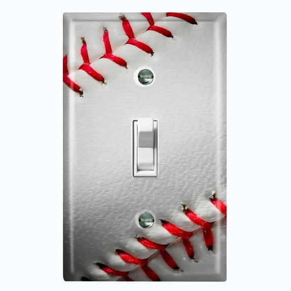 Metal Light Switch Plate Outlet Cover (Baseball - Single Toggle)