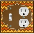 thumbnail image 1 of Metal Light Switch Plate Outlet Cover Brown Orange Chevron Frame Wallpaper WAL041, 1 of 13