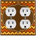thumbnail image 1 of Metal Light Switch Plate Outlet Cover Brown Orange Chevron Frame Wallpaper WAL041, 1 of 13