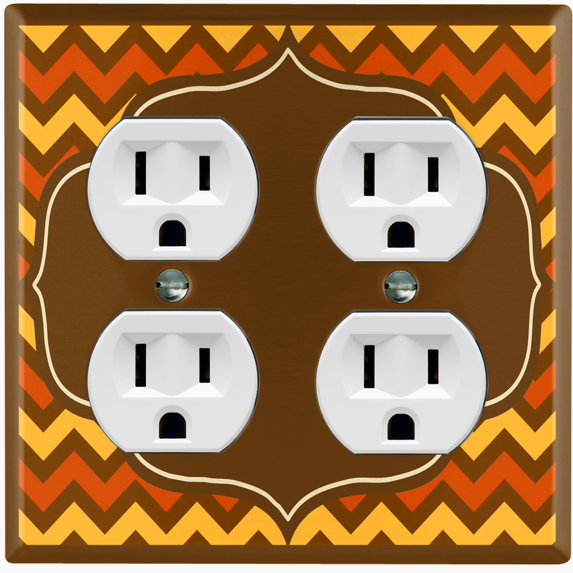 Metal Light Switch Plate Outlet Cover Brown Orange Chevron Frame Wallpaper WAL041
