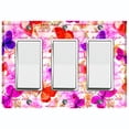thumbnail image 1 of Metal Light Switch Plate Outlet Cover (Butterfly Rose Red - Triple Rocker), 1 of 2