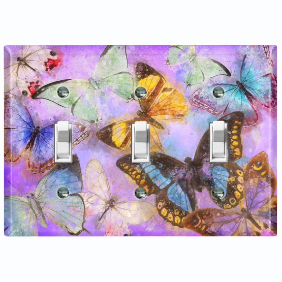 Metal Light Switch Plate Outlet Cover (Butterfly Unicorn Universe BUT001)