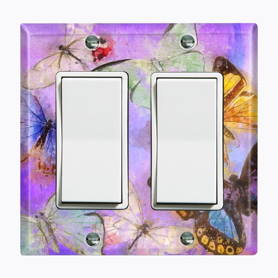 Metal Light Switch Plate Outlet Cover (Butterfly Unicorn Universe BUT001)