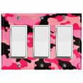 thumbnail image 1 of Metal Light Switch Plate Outlet Cover (Camo Pink Black - Triple Rocker), 1 of 2