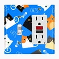 thumbnail image 1 of Metal Light Switch Plate Outlet Cover (Cat Fishbone Blue - Single Toggle Single Rocker), 1 of 2