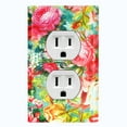 thumbnail image 1 of Metal Light Switch Plate Outlet Cover Colorful Rose Leaves Wallpaper ROS045, 1 of 13