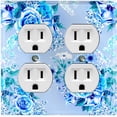 thumbnail image 1 of Metal Light Switch Plate Outlet Cover Colorful Rose Leaves Wallpaper ROS046, 1 of 13