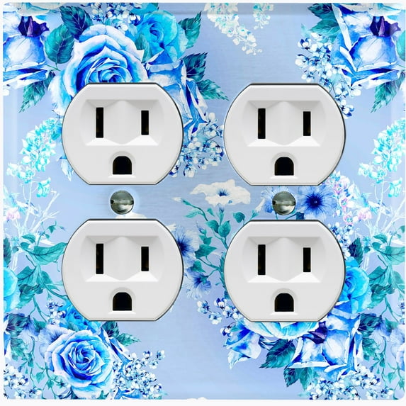 Metal Light Switch Plate Outlet Cover Colorful Rose Leaves Wallpaper ROS046