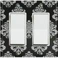 thumbnail image 1 of Metal Light Switch Plate Outlet Cover (Damask Black - Double Rocker), 1 of 2