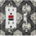 thumbnail image 1 of Metal Light Switch Plate Outlet Cover (Damask Diamond Black Pattern - Single Rocker Single Toggle), 1 of 2