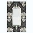 thumbnail image 1 of Metal Light Switch Plate Outlet Cover (Damask Diamond Black Pattern - Single Rocker), 1 of 2