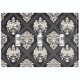 thumbnail image 1 of Metal Light Switch Plate Outlet Cover (Damask Diamond Black Pattern - Triple Toggle), 1 of 2
