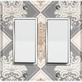 thumbnail image 1 of Metal Light Switch Plate Outlet Cover (Damask Diamond Tan Two Tone Pattern - Double Rocker), 1 of 2