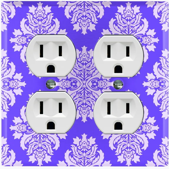 Metal Light Switch Plate Outlet Cover (Damask Purple - Double Duplex)