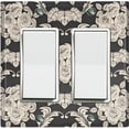 thumbnail image 1 of Metal Light Switch Plate Outlet Cover (Damask Rose Black - Double Rocker), 1 of 2