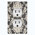 thumbnail image 1 of Metal Light Switch Plate Outlet Cover (Damask Rose Black - Single Duplex), 1 of 2
