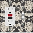 thumbnail image 1 of Metal Light Switch Plate Outlet Cover (Damask Rose Black - Single Rocker Single Toggle), 1 of 2