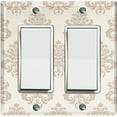 thumbnail image 1 of Metal Light Switch Plate Outlet Cover (Damask Tan - Double Rocker), 1 of 2