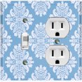 thumbnail image 1 of Metal Light Switch Plate Outlet Cover (Damask Teal Pastel - Single Toggle Single Duplex), 1 of 2