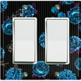 thumbnail image 1 of Metal Light Switch Plate Outlet Cover Dark Blue Roses Black Pinstripe Wallpaper ROS043, 1 of 13