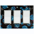 thumbnail image 1 of Metal Light Switch Plate Outlet Cover Dark Blue Roses Black Pinstripe Wallpaper ROS043, 1 of 13