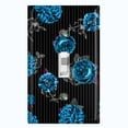 thumbnail image 1 of Metal Light Switch Plate Outlet Cover Dark Blue Roses Black Pinstripe Wallpaper ROS043, 1 of 13