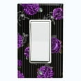 thumbnail image 1 of Metal Light Switch Plate Outlet Cover Dark Purple Roses Black Pinstripe Wallpaper ROS044, 1 of 13