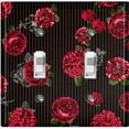 thumbnail image 1 of Metal Light Switch Plate Outlet Cover Dark Red Roses Black Pinstripe Wallpaper ROS042, 1 of 13
