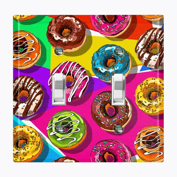 Metal Light Switch Plate Outlet Cover (Donut Party - Double Toggle)
