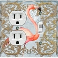 thumbnail image 1 of Metal Light Switch Plate Outlet Cover Elegant Flamingo Frame Blue Gray Damask FGO012, 1 of 13