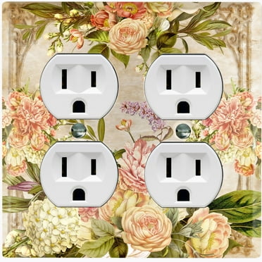 Metal Light Switch Plate Outlet Cover Elegant Vintage Rose Frame ROS028