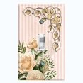 thumbnail image 1 of Metal Light Switch Plate Outlet Cover Elegant White Rose Peach Striped Damask FLW074, 1 of 13