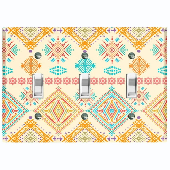Metal Light Switch Plate Outlet Cover Ethnic Aztec Tribal Pattern Yellow SFR063