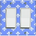 thumbnail image 1 of Metal Light Switch Plate Outlet Cover (Fleur De Lis Blue Pattern - Double Rocker), 1 of 2