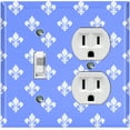 thumbnail image 1 of Metal Light Switch Plate Outlet Cover (Fleur De Lis Blue Pattern - Single Toggle Single Duplex), 1 of 2