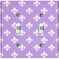 thumbnail image 1 of Metal Light Switch Plate Outlet Cover (Fleur De Lis Purple Pastel Pattern - Double Toggle), 1 of 2