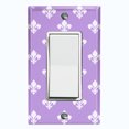 thumbnail image 1 of Metal Light Switch Plate Outlet Cover (Fleur De Lis Purple Pastel Pattern - Single Rocker), 1 of 2