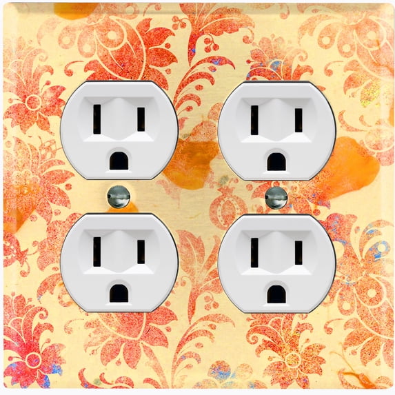 Metal Light Switch Plate Outlet Cover (Floral Yellow Wallpaper FLW002)