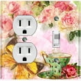 thumbnail image 1 of Metal Light Switch Plate Outlet Cover Flower Rose Teacup ROS005, 1 of 13