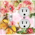 thumbnail image 1 of Metal Light Switch Plate Outlet Cover Flower Rose Teacup ROS005, 1 of 13