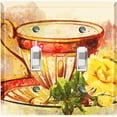thumbnail image 1 of Metal Light Switch Plate Outlet Cover Flower Rose Teacup ROS006, 1 of 13