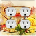 thumbnail image 1 of Metal Light Switch Plate Outlet Cover Flower Rose Teacup ROS006, 1 of 13