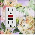 thumbnail image 1 of Metal Light Switch Plate Outlet Cover Flower White Rose Purple ROS012, 1 of 13