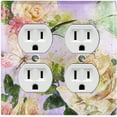 thumbnail image 1 of Metal Light Switch Plate Outlet Cover Flower White Rose Purple ROS012, 1 of 13