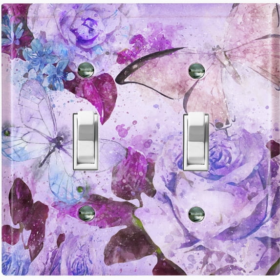 Metal Light Switch Plate Outlet Cover Flower White Rose Purple ROS013