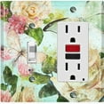thumbnail image 1 of Metal Light Switch Plate Outlet Cover Flower White Rose Teal Wallpaper ROS014, 1 of 13