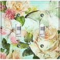 thumbnail image 1 of Metal Light Switch Plate Outlet Cover Flower White Rose Teal Wallpaper ROS014, 1 of 13