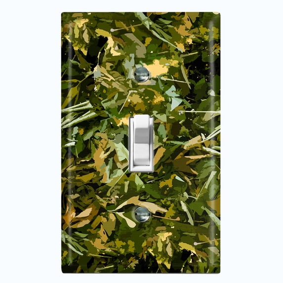 Metal Light Switch Plate Outlet Cover (Foliage Camo - Single Toggle)