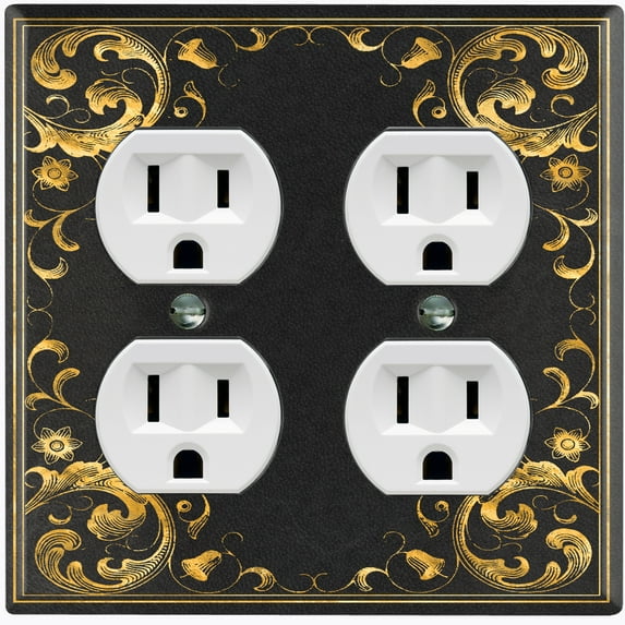 Metal Light Switch Plate Outlet Cover (French Victorian Frame - Double Duplex)